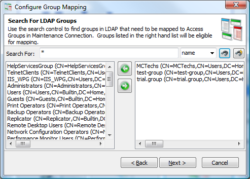 LDAP Group Search Menu